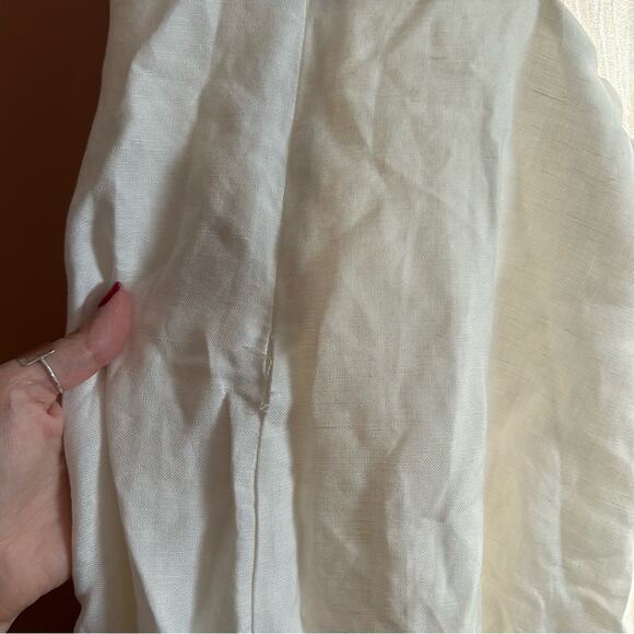 EN SAISON Sophie Sleeveless Cut Out Midi Dress Off White Linen Blend NWT S Flaw* - Picture 7 of 8